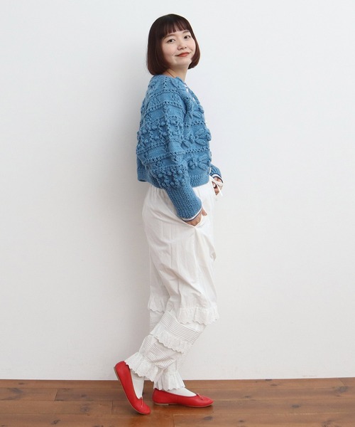 CHILD WOMAN(チャイルドウーマン)の「ネパールギルボックス もよう編みショートカーディガン(カーディガン/ボレロ・レディース・サックスブルー・FREE)」の17枚目の写真