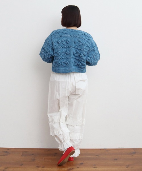 CHILD WOMAN(チャイルドウーマン)の「ネパールギルボックス もよう編みショートカーディガン(カーディガン/ボレロ・レディース・サックスブルー・FREE)」の18枚目の写真