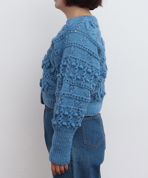 CHILD WOMAN(チャイルドウーマン)の「ネパールギルボックス もよう編みショートカーディガン(カーディガン/ボレロ・レディース・サックスブルー・FREE)」の20枚目の写真