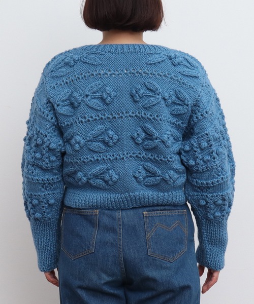 CHILD WOMAN(チャイルドウーマン)の「ネパールギルボックス もよう編みショートカーディガン(カーディガン/ボレロ・レディース・サックスブルー・FREE)」の21枚目の写真