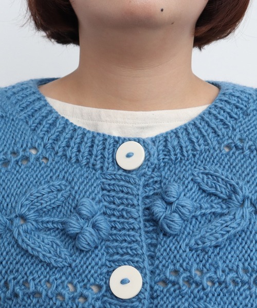 CHILD WOMAN(チャイルドウーマン)の「ネパールギルボックス もよう編みショートカーディガン(カーディガン/ボレロ・レディース・サックスブルー・FREE)」の22枚目の写真