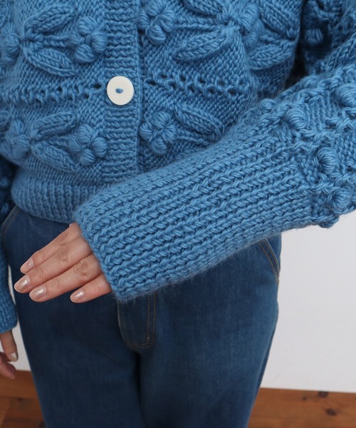 セール】ネパールギルボックス もよう編みショートカーディガン