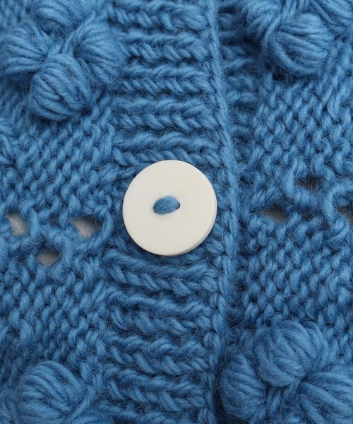CHILD WOMAN(チャイルドウーマン)の「ネパールギルボックス もよう編みショートカーディガン(カーディガン/ボレロ・レディース・サックスブルー・FREE)」の3枚目の写真