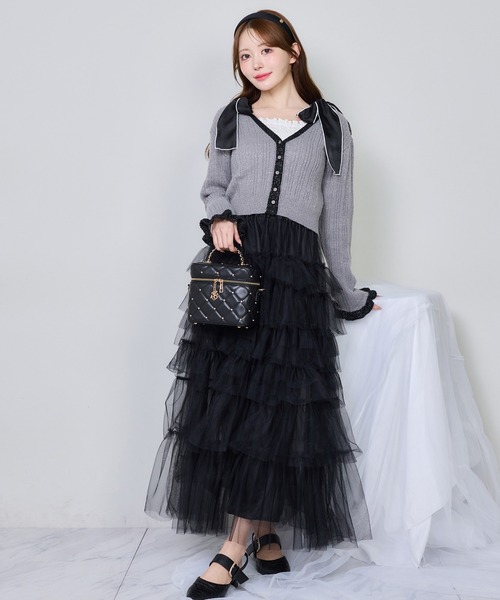 one after another NICE CLAUP（ワンアフターアナザーナイスクラップ）の「袖口フリルカーディガン（カーディガン/ボレロ・レディース・ピンク/イエロー/オフホワイト/グレー・FREE）」の7枚目の写真