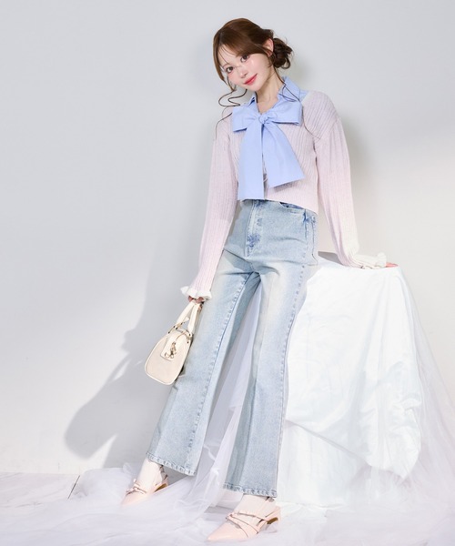 one after another NICE CLAUP（ワンアフターアナザーナイスクラップ）の「袖口フリルカーディガン（カーディガン/ボレロ・レディース・ピンク/イエロー/オフホワイト/グレー・FREE）」の8枚目の写真