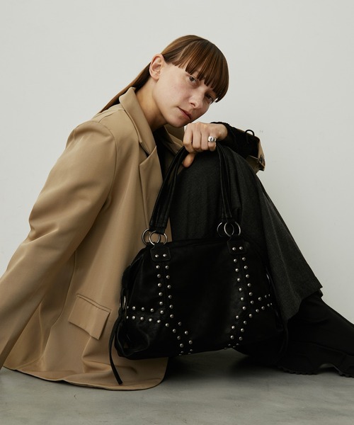 1泊2日対応】スタッズミニボストンバッグ/トートバッグ（トートバッグ