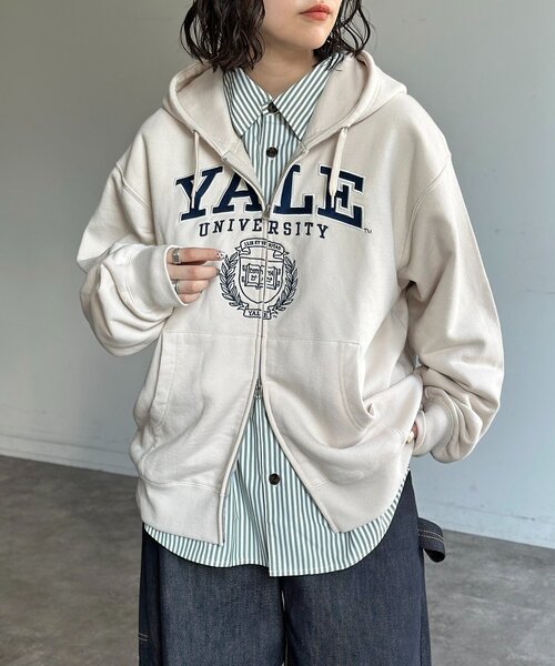 CPCM(シーピーシーエム)の「YALEジップパーカー(パーカー・メンズ・ネイビー/グレー/アイボリー/ブラック・MEDIUM/LARGE)」の2枚目の写真