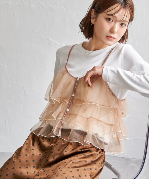 notch.（ノッチ）の「チュールティアードキャミソール（キャミソール・レディース・ピンク/ブラック/グレー・M）」の3枚目の写真