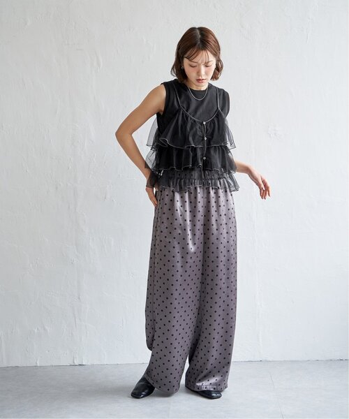 notch.（ノッチ）の「チュールティアードキャミソール（キャミソール・レディース・ピンク/ブラック/グレー・M）」の9枚目の写真