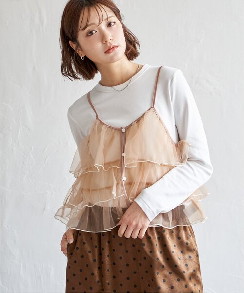 notch.（ノッチ）の「チュールティアードキャミソール（キャミソール・レディース・ピンク/ブラック/グレー・M）」の13枚目の写真