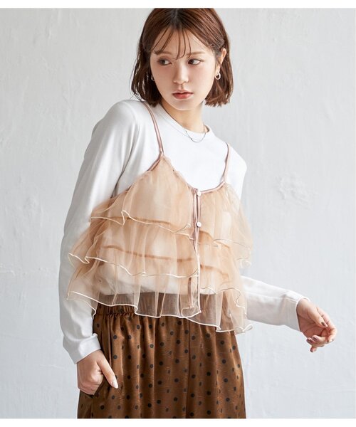 notch.（ノッチ）の「チュールティアードキャミソール（キャミソール・レディース・ピンク/ブラック/グレー・M）」の14枚目の写真