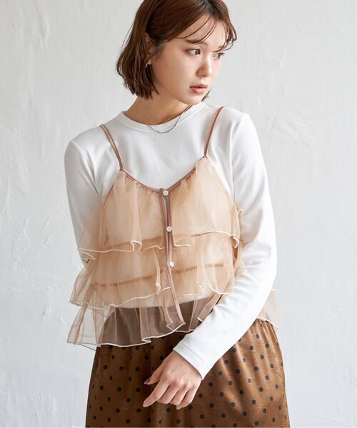 notch.（ノッチ）の「チュールティアードキャミソール（キャミソール・レディース・ピンク/ブラック/グレー・M）」の15枚目の写真