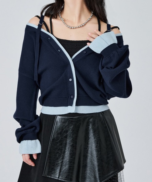Ellno de Mavie(エルノデメヴィ)の「2wayレイヤードカーディガン(カーディガン/ボレロ・レディース・ブラック/ネイビー・FREE)」の2枚目の写真