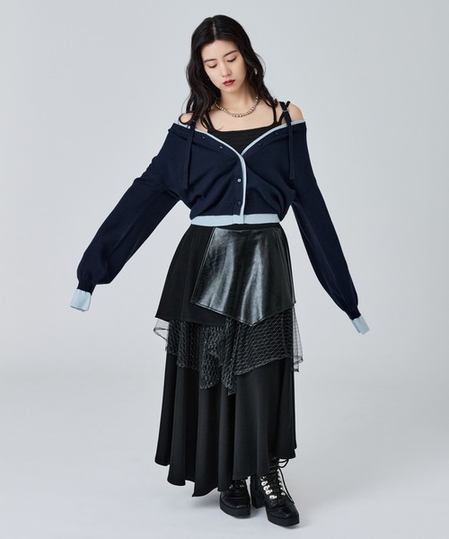 Ellno de Mavie(エルノデメヴィ)の「2wayレイヤードカーディガン(カーディガン/ボレロ・レディース・ブラック/ネイビー・FREE)」の13枚目の写真