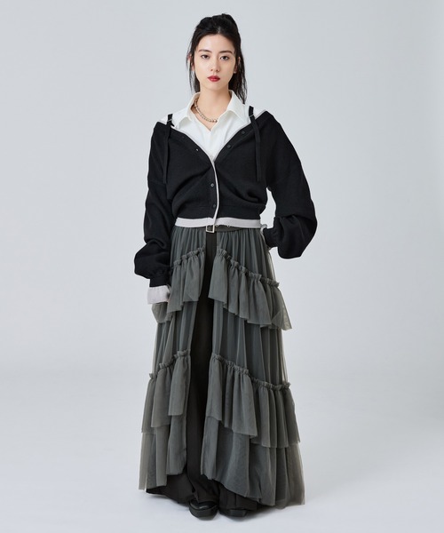 Ellno de Mavie(エルノデメヴィ)の「2wayレイヤードカーディガン(カーディガン/ボレロ・レディース・ブラック/ネイビー・FREE)」の22枚目の写真