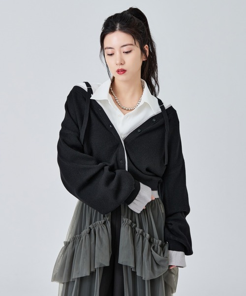 Ellno de Mavie(エルノデメヴィ)の「2wayレイヤードカーディガン(カーディガン/ボレロ・レディース・ブラック/ネイビー・FREE)」の20枚目の写真
