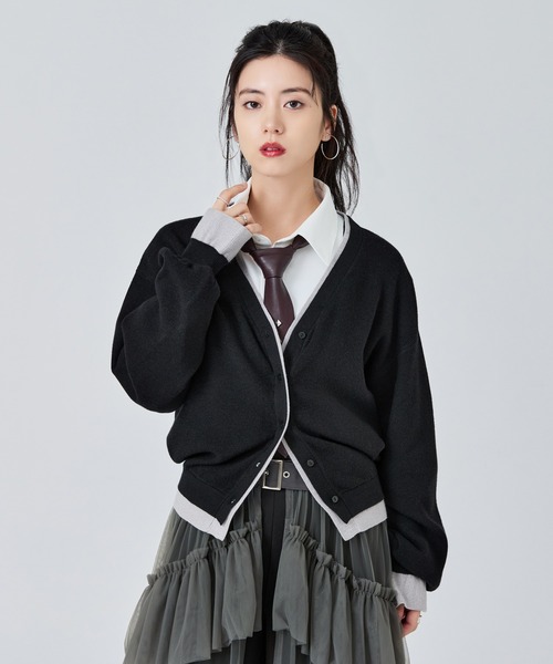 Ellno de Mavie(エルノデメヴィ)の「2wayレイヤードカーディガン(カーディガン/ボレロ・レディース・ブラック/ネイビー・FREE)」の3枚目の写真