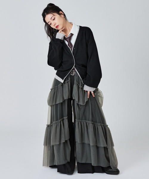 Ellno de Mavie(エルノデメヴィ)の「2wayレイヤードカーディガン(カーディガン/ボレロ・レディース・ブラック/ネイビー・FREE)」の11枚目の写真
