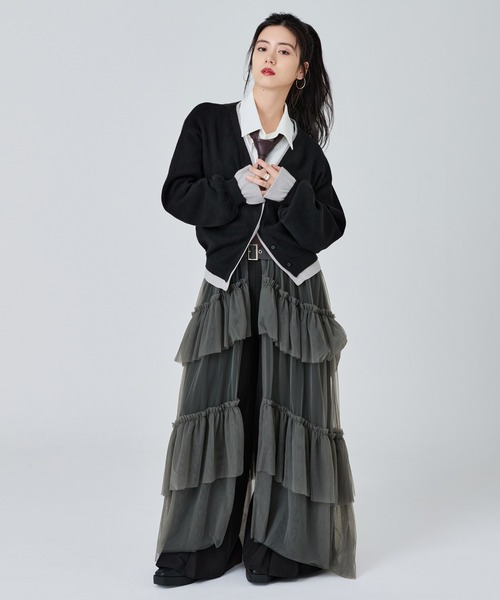Ellno de Mavie(エルノデメヴィ)の「2wayレイヤードカーディガン(カーディガン/ボレロ・レディース・ブラック/ネイビー・FREE)」の7枚目の写真