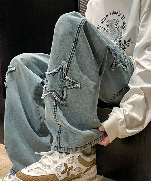 Ressaca(レサーカ)の「ルーズシルエットスターモチーフデニムパンツ(デニムパンツ・メンズ・ブルー/ブラック・M/L/XL)」の19枚目の写真