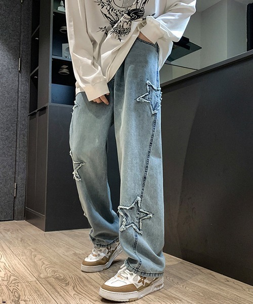 Ressaca(レサーカ)の「ルーズシルエットスターモチーフデニムパンツ(デニムパンツ・メンズ・ブルー/ブラック・M/L/XL)」の17枚目の写真