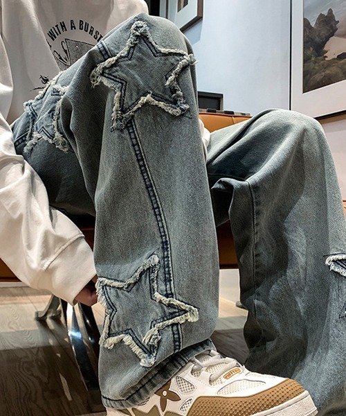 Ressaca(レサーカ)の「ルーズシルエットスターモチーフデニムパンツ(デニムパンツ・メンズ・ブルー/ブラック・M/L/XL)」の3枚目の写真