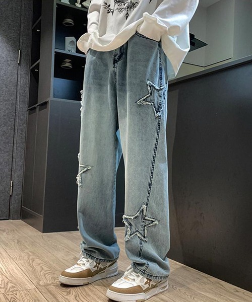 Ressaca(レサーカ)の「ルーズシルエットスターモチーフデニムパンツ(デニムパンツ・メンズ・ブルー/ブラック・M/L/XL)」の16枚目の写真