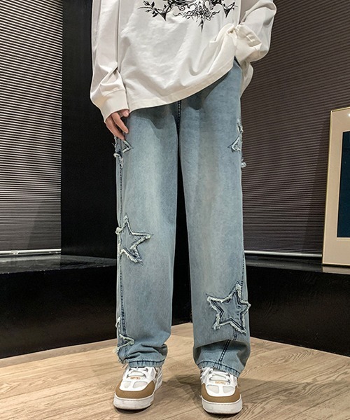 Ressaca(レサーカ)の「ルーズシルエットスターモチーフデニムパンツ(デニムパンツ・メンズ・ブルー/ブラック・M/L/XL)」の14枚目の写真