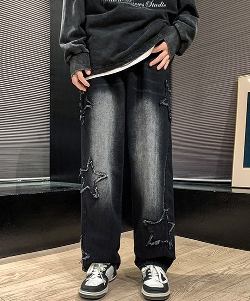 Ressaca(レサーカ)の「ルーズシルエットスターモチーフデニムパンツ(デニムパンツ・メンズ・ブルー/ブラック・M/L/XL)」の4枚目の写真