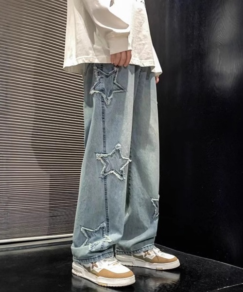 Ressaca(レサーカ)の「ルーズシルエットスターモチーフデニムパンツ(デニムパンツ・メンズ・ブルー/ブラック・M/L/XL)」の8枚目の写真