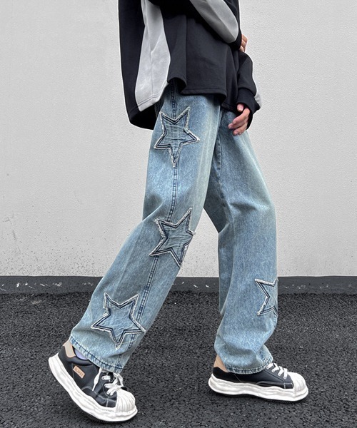 Ressaca(レサーカ)の「ルーズシルエットスターモチーフデニムパンツ(デニムパンツ・メンズ・ブルー/ブラック・M/L/XL)」の7枚目の写真
