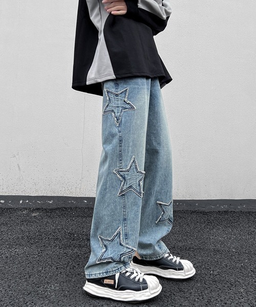 Ressaca(レサーカ)の「ルーズシルエットスターモチーフデニムパンツ(デニムパンツ・メンズ・ブルー/ブラック・M/L/XL)」の6枚目の写真