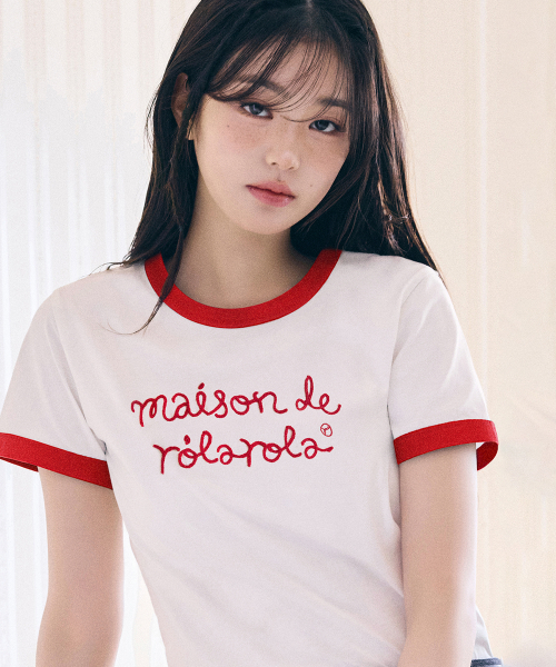 ROLAROLA(ロラロラ)の「MAISON DE ROLA リンガー T シャツ WH+RD(Tシャツ/カットソー・レディース・その他・S/M)」の1枚目の写真