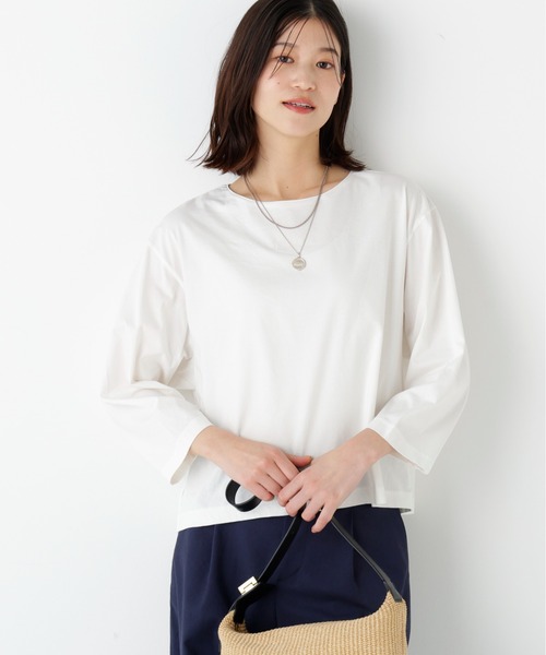 human woman(ヒューマンウーマン)の「◆【定番】ハイゲージ長袖カットソー(Tシャツ/カットソー・レディース・ホワイト・MEDIUM)」の1枚目の写真