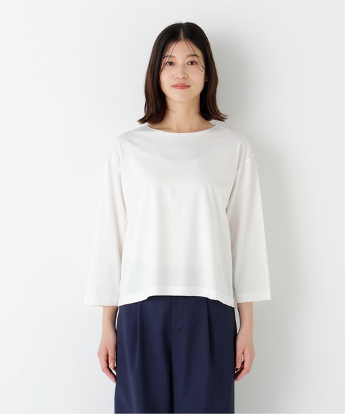 human woman(ヒューマンウーマン)の「◆【定番】ハイゲージ長袖カットソー(Tシャツ/カットソー・レディース・ホワイト・MEDIUM)」の3枚目の写真