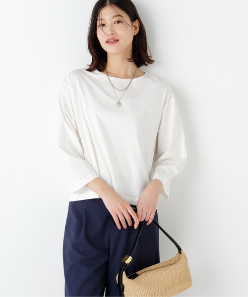 human woman(ヒューマンウーマン)の「◆【定番】ハイゲージ長袖カットソー(Tシャツ/カットソー・レディース・ホワイト・MEDIUM)」の2枚目の写真