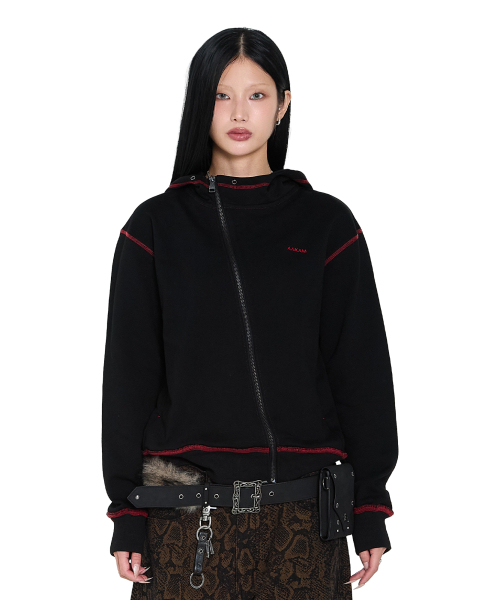 AAKAM(アーカム)の「Oblique Zippered Cotton Zip-Up (Black)(パーカー・レディース・その他・1/2)」の9枚目の写真
