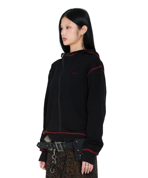 AAKAM(アーカム)の「Oblique Zippered Cotton Zip-Up (Black)(パーカー・レディース・その他・1/2)」の10枚目の写真
