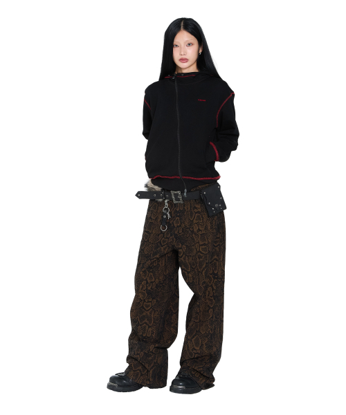 AAKAM(アーカム)の「Oblique Zippered Cotton Zip-Up (Black)(パーカー・レディース・その他・1/2)」の2枚目の写真