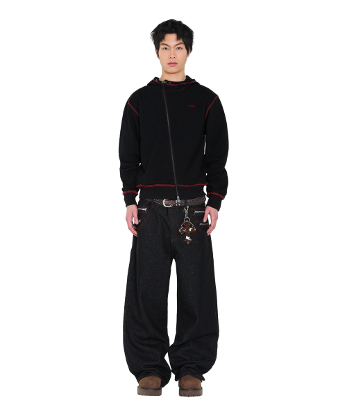AAKAM(アーカム)の「Oblique Zippered Cotton Zip-Up (Black)(パーカー・レディース・その他・1/2)」の4枚目の写真