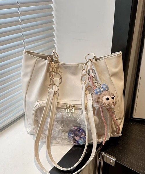 shopnikoniko(ショップニコニコ)の「痛バ トートバッグ 痛バッグ 推し活 クリアポケット付き チェーンハンドルトートバッグ(トートバッグ・レディース・シルバー/ピンク/ホワイト・フリー)」の14枚目の写真