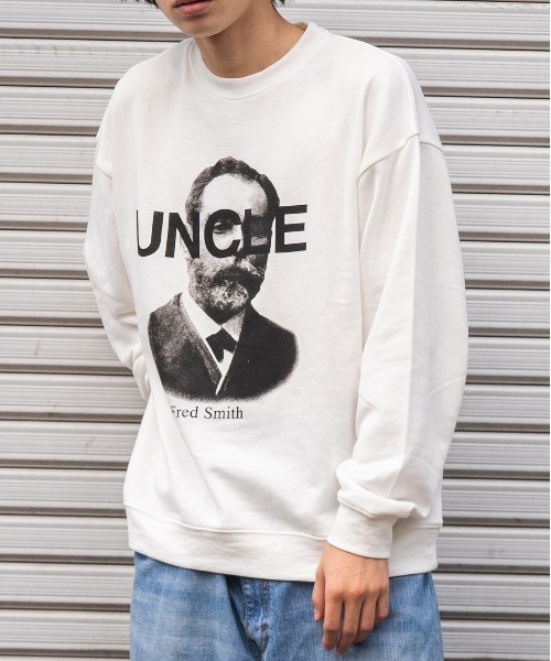 MODISH GAZE(モディシュガゼ)の「UNCLEクルーネックスウェット(スウェット・メンズ・杢グレー/オフホワイト・MEDIUM/LARGE)」の2枚目の写真