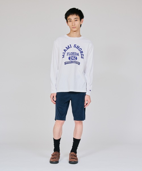 Champion(チャンピオン)の「【Champion/チャンピオン】メンズ ベーシック ロングスリーブTシャツ(Tシャツ/カットソー・メンズ・グリーン系その他3/ダークブルー/ホワイト×ネイビー/ブラック系その他/ホワイト×ブラック/グレー・MEDIUM/SMALL/X-LARGE/LARGE)」の8枚目の写真