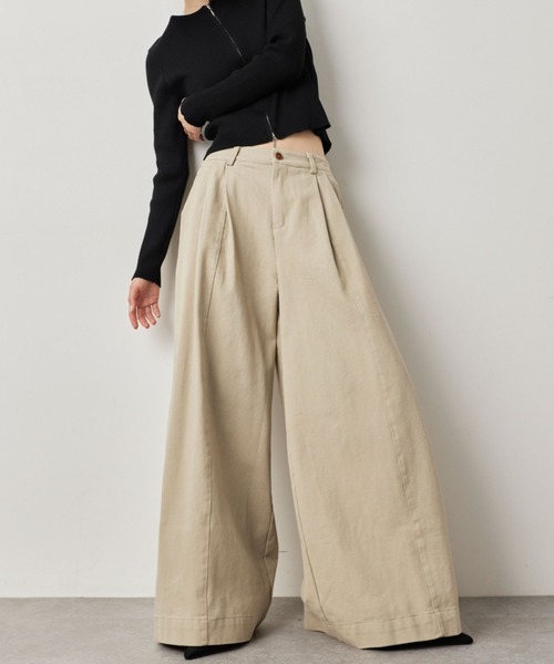 HANNE（アン）の「タックワイドパンツ（その他パンツ・レディース・グレー/ネイビー/ベージュ・S/M）」の2枚目の写真