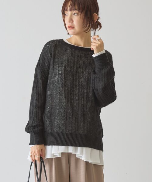 AMERICAN HOLIC（アメリカンホリック）の「モヘアタッチルーズ編みプルオーバー（ニット/セーター・レディース・レッド/グレー/ブラック・M/L）」の16枚目の写真