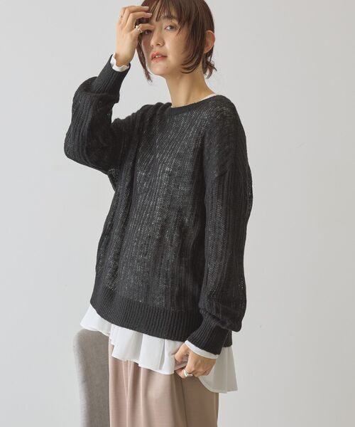 AMERICAN HOLIC（アメリカンホリック）の「モヘアタッチルーズ編みプルオーバー（ニット/セーター・レディース・レッド/グレー/ブラック・M/L）」の17枚目の写真