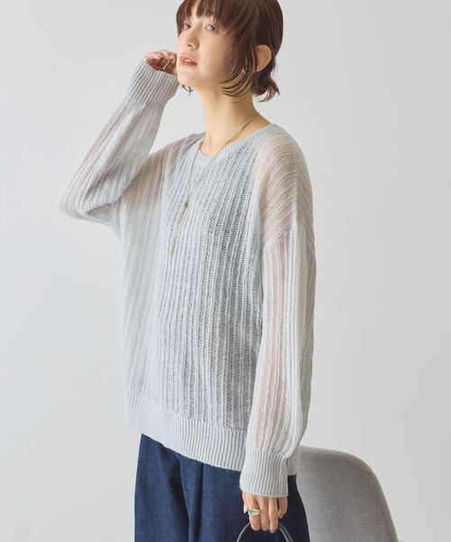 AMERICAN HOLIC（アメリカンホリック）の「モヘアタッチルーズ編みプルオーバー（ニット/セーター・レディース・レッド/グレー/ブラック・M/L）」の22枚目の写真