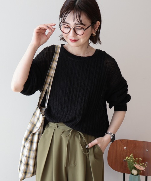 AMERICAN HOLIC（アメリカンホリック）の「モヘアタッチルーズ編みプルオーバー（ニット/セーター・レディース・レッド/グレー/ブラック・M/L）」の2枚目の写真