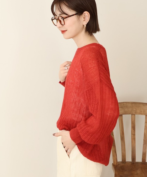 AMERICAN HOLIC（アメリカンホリック）の「モヘアタッチルーズ編みプルオーバー（ニット/セーター・レディース・レッド/グレー/ブラック・M/L）」の6枚目の写真