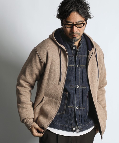 DOUBLE FACE KNIT ZIP HOODIE：ダブルフェイス ニット ジップパーカー